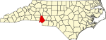 Map of North Carolina highlighting Mecklenburg County